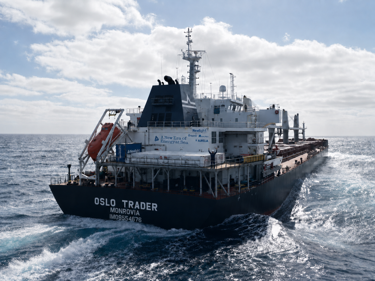 Newlight hydrogen retrofit installed aboard Oslo Trader at sea